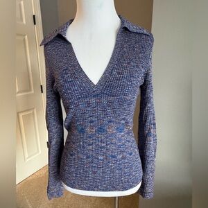 Veronica Beard V-Neck Sweater - Blue and Orange